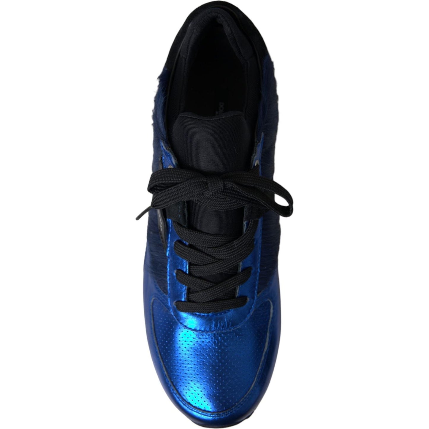 Dolce & Gabbana Blue Black Calf Hair Leather Sneakers Shoes MV5686-40.5