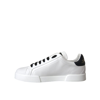 Dolce & Gabbana White Leather DG Logo Casual Low Top Sneakers Shoes
