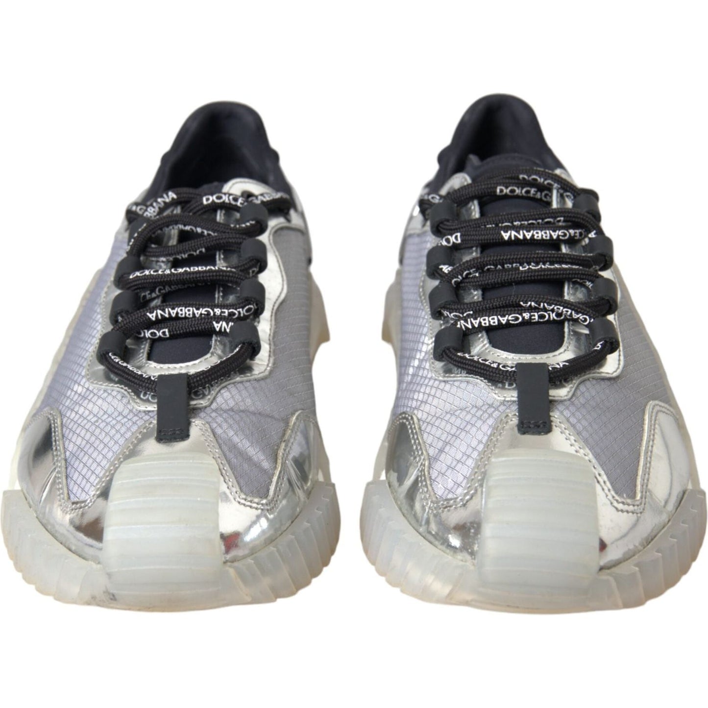 Dolce & Gabbana Silver Black Nylon NS1 Low Top Sneakers Men Shoes MV5754-41.5