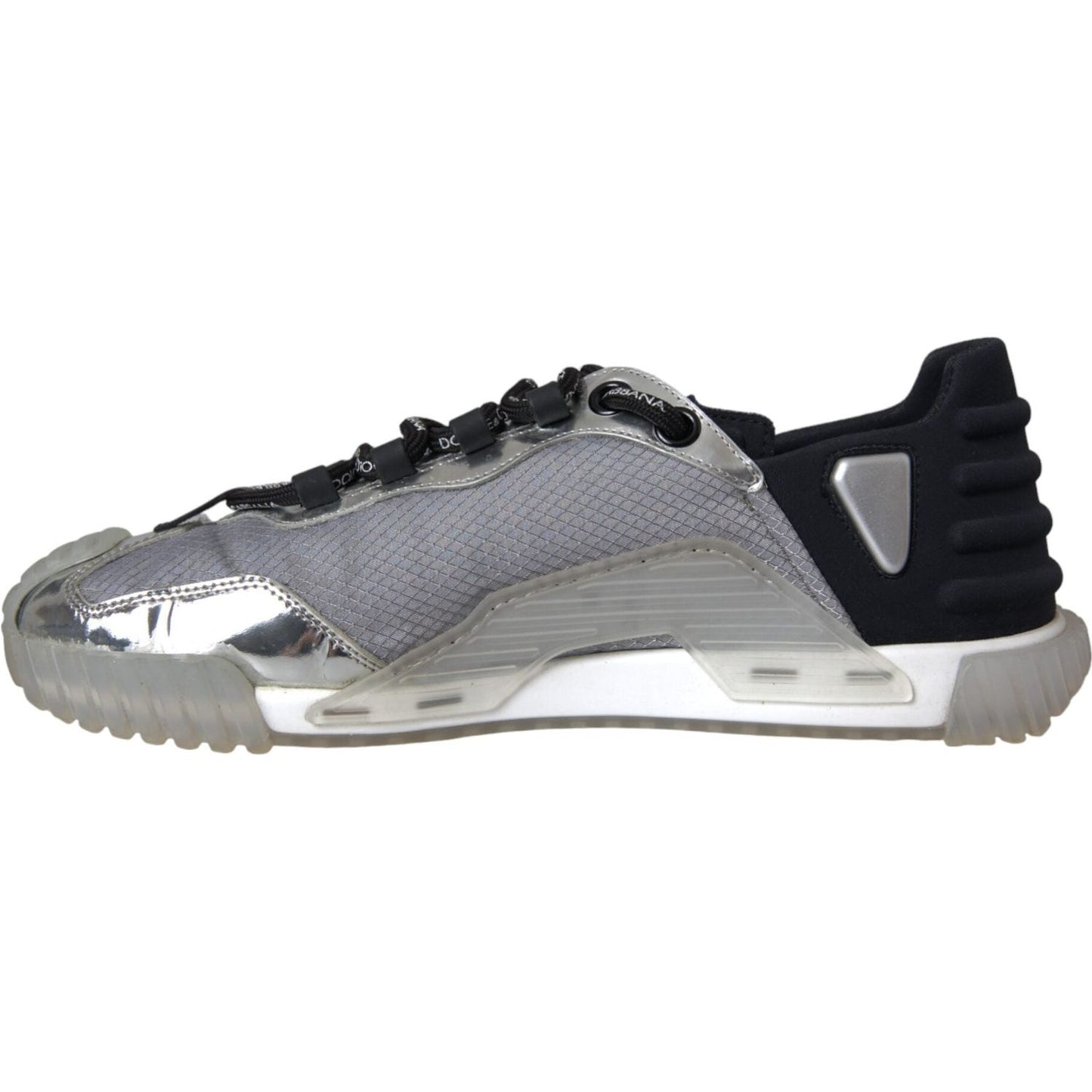 Dolce & Gabbana Silver Black Nylon NS1 Low Top Sneakers Men Shoes MV5754-41.5