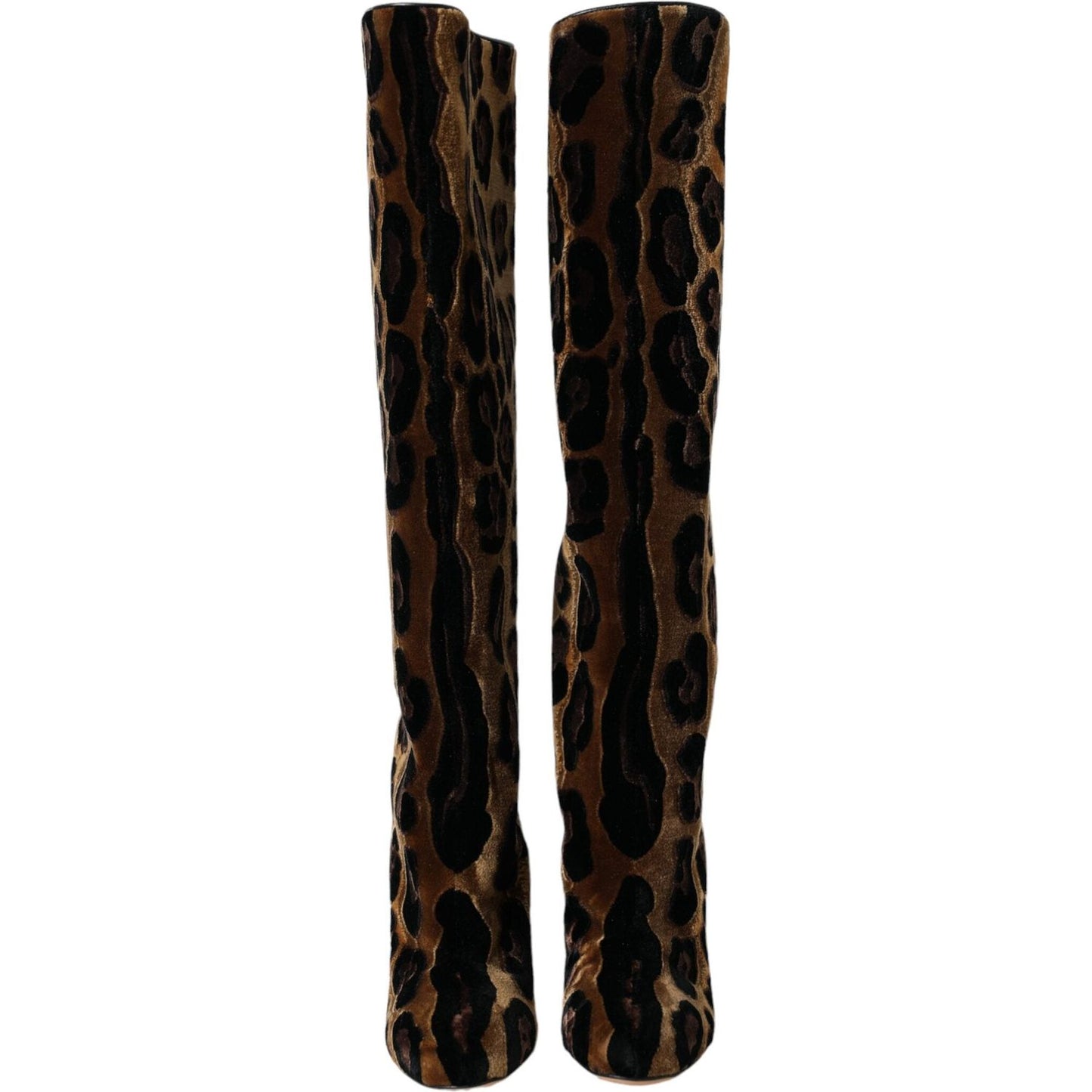 Dolce & Gabbana Brown Giraffe Velvet Leather Boots Shoes LA11142-36