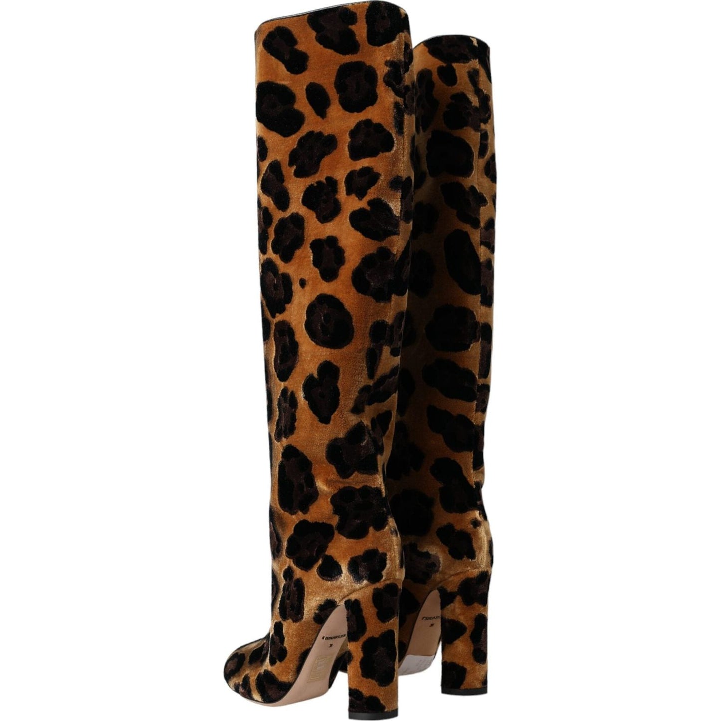 Dolce & Gabbana Brown Giraffe Velvet Leather Boots Shoes LA11142-36