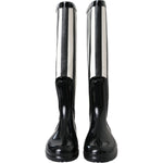 Dolce & Gabbana Black Rubber Knee High Flat Boots Shoes LA11146-35
