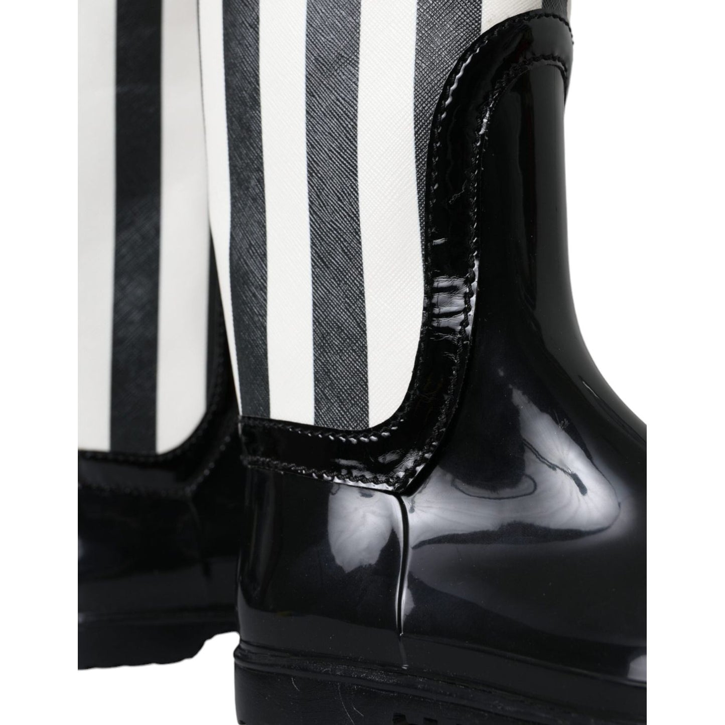 Dolce & Gabbana Black Rubber Knee High Flat Boots Shoes LA11146-35