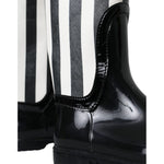 Dolce & Gabbana Black Rubber Knee High Flat Boots Shoes LA11146-35