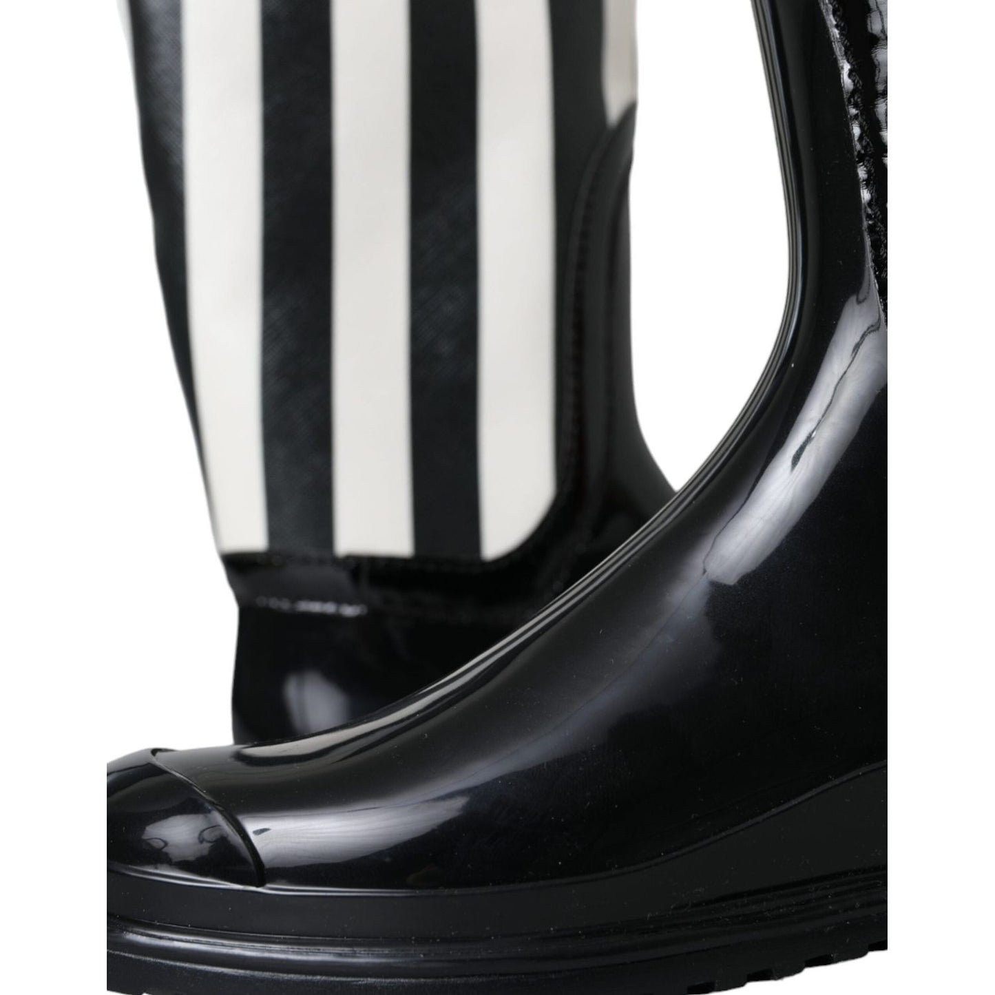 Dolce & Gabbana Black Rubber Knee High Flat Boots Shoes LA11146-35