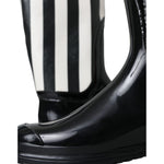 Dolce & Gabbana Black Rubber Knee High Flat Boots Shoes LA11146-35