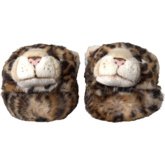 Dolce & Gabbana Brown Tiger Slippers Flats Sandals Shoes LA10969-36