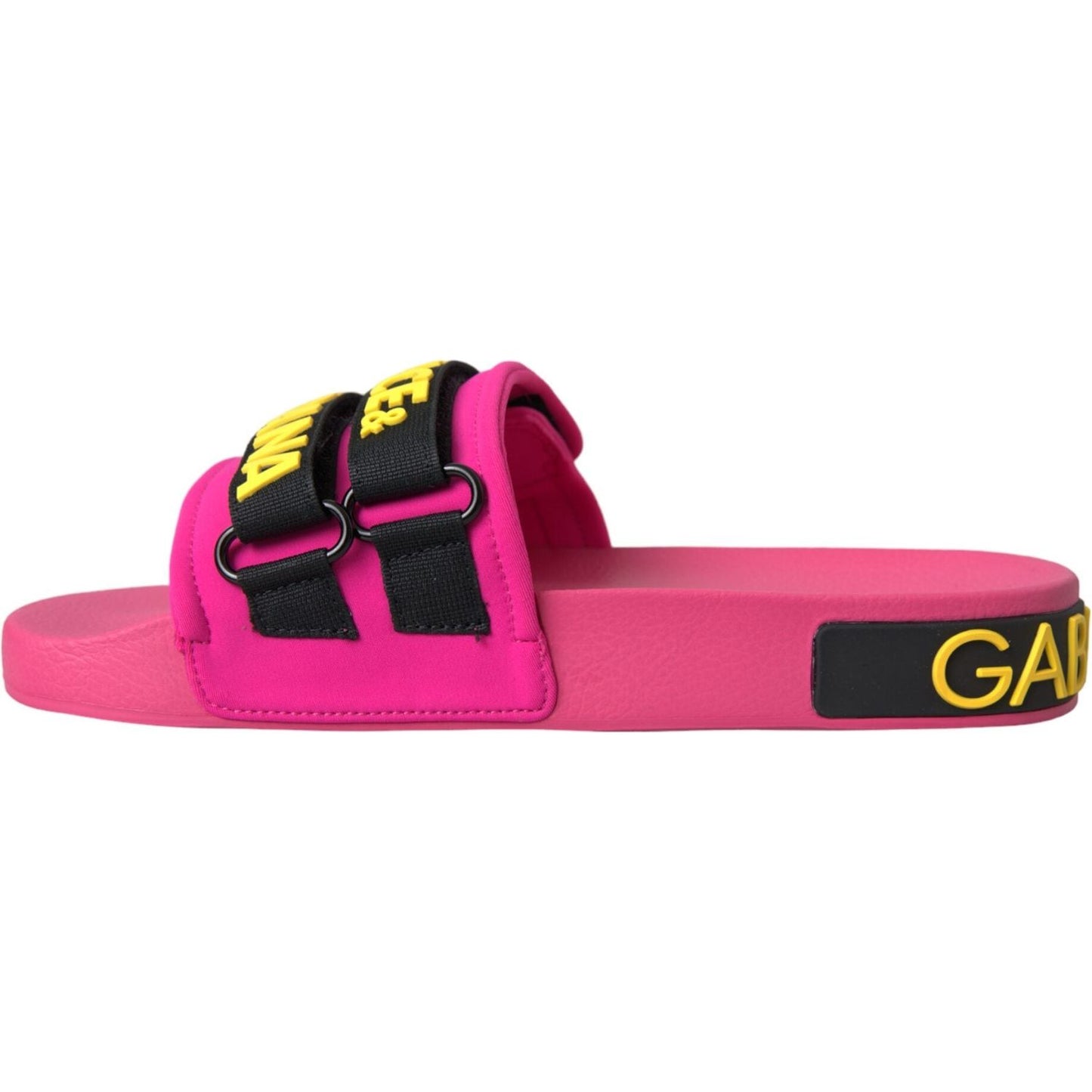 Dolce & Gabbana Pink Black Logo Beachwear Flats Sandals Shoes LA11065-36