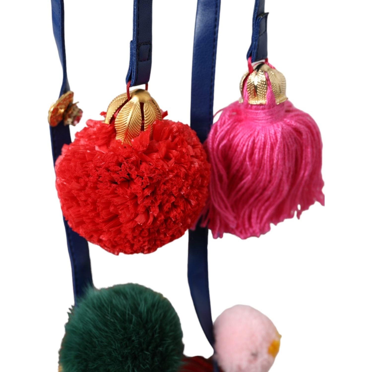 Dolce & Gabbana Multicolor Pom Pom Fur Wrap Sandals Shoes