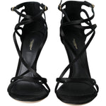 Dolce & Gabbana Black Keira Satin Heels Sandals Shoes LA11002-40.5