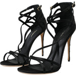 Dolce & Gabbana Black Keira Satin Heels Sandals Shoes LA11002-40.5