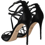 Dolce & Gabbana Black Keira Satin Heels Sandals Shoes LA11002-40.5