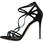 Dolce & Gabbana Black Keira Satin Heels Sandals Shoes LA11002-40.5