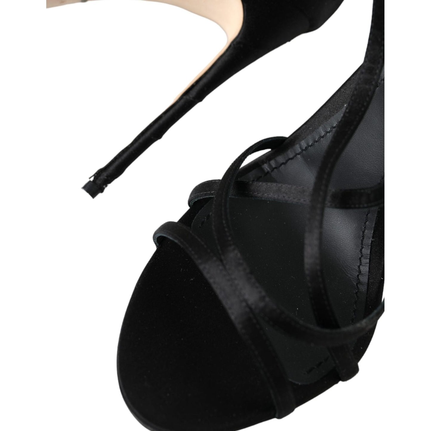 Dolce & Gabbana Black Keira Satin Heels Sandals Shoes LA11002-40.5