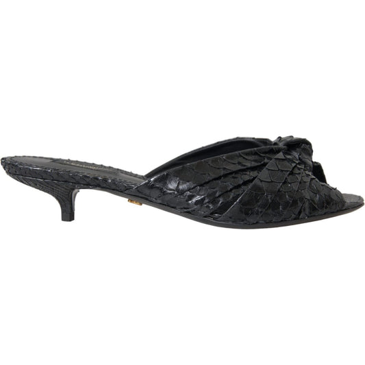 Dolce & Gabbana Black Exotic Leather Heels Slides Shoes LA11030-36.5