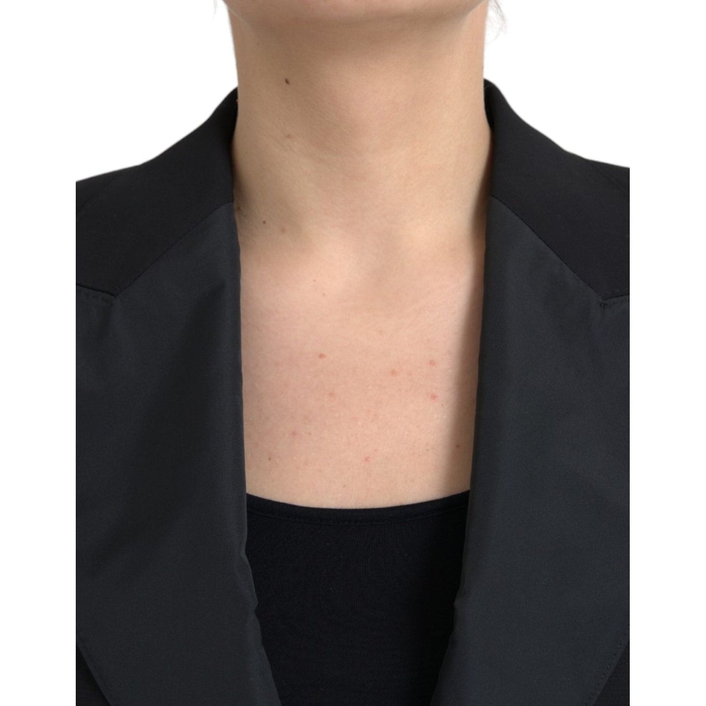 Dolce & Gabbana Black Polyester Puffed Sleeves Cropped Jacket JKT3736-40