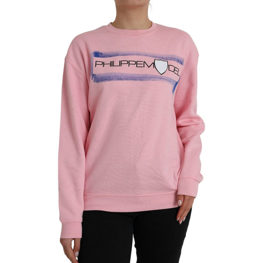 Philippe Model Pink Cotton Logo Print Long Sleeves Pullover Sweater TSH83273-XL