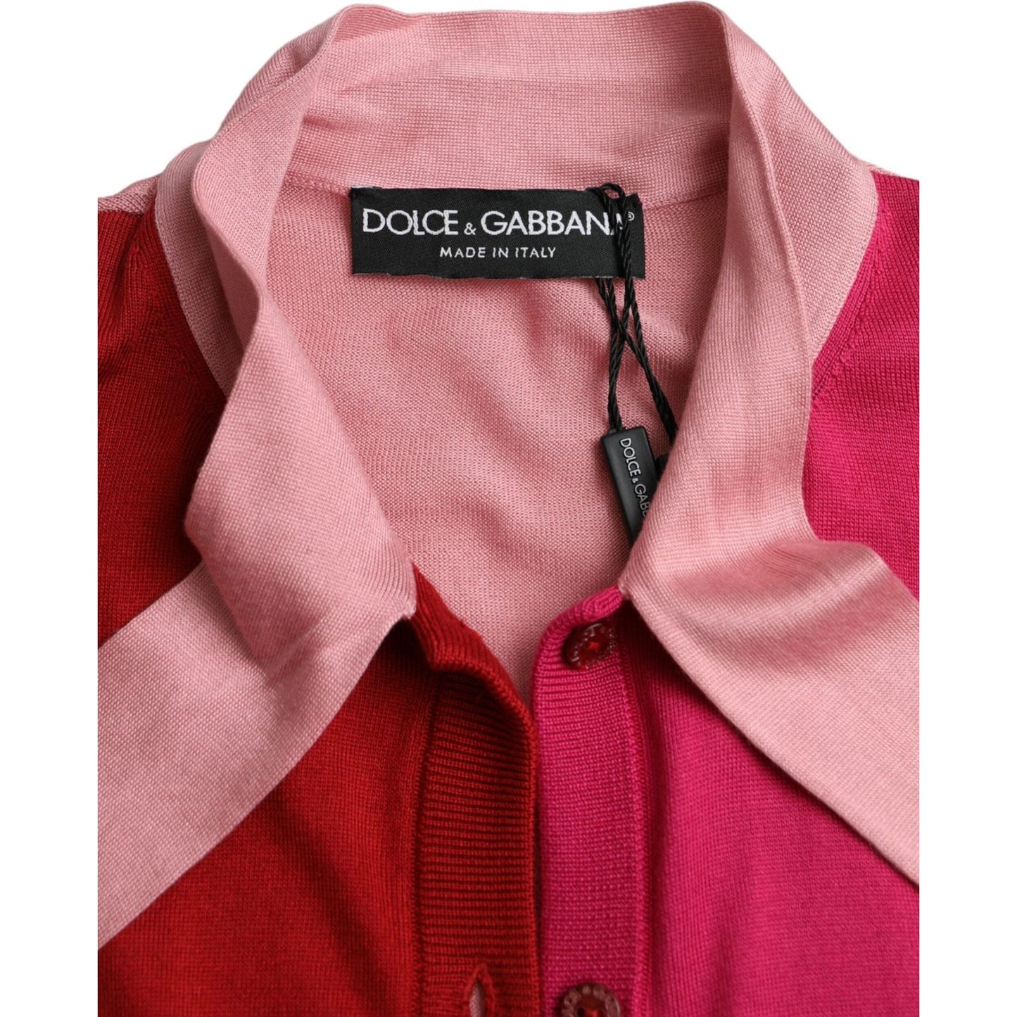 Dolce & Gabbana Pink Short Sleeves Pullover Ascot Collar Top TSH852027-40