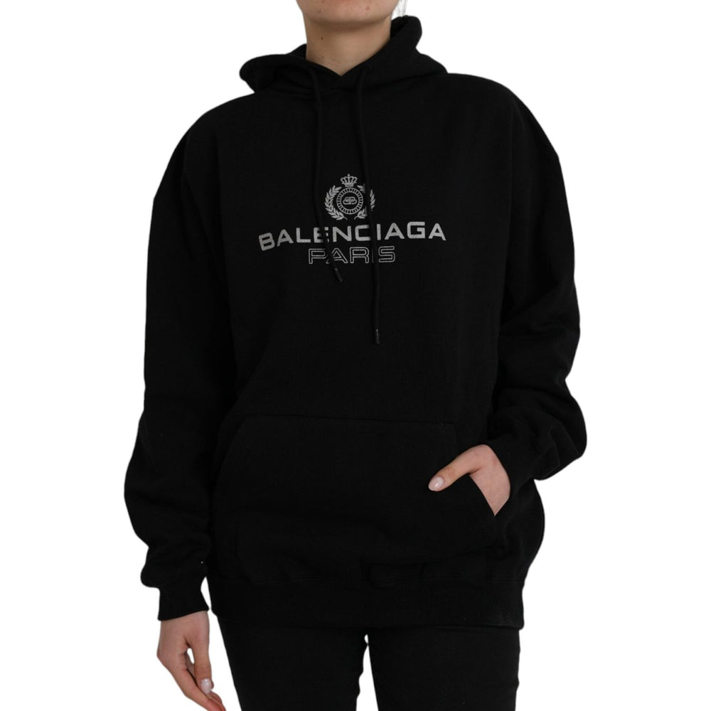 Balenciaga Black Cotton Logo Hooded Pullover Sweatshirt Sweater TSH8495-XS