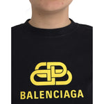 Balenciaga Black Cotton Logo Print Crew Neck Short Sleeves T-shirt TSH84951-M