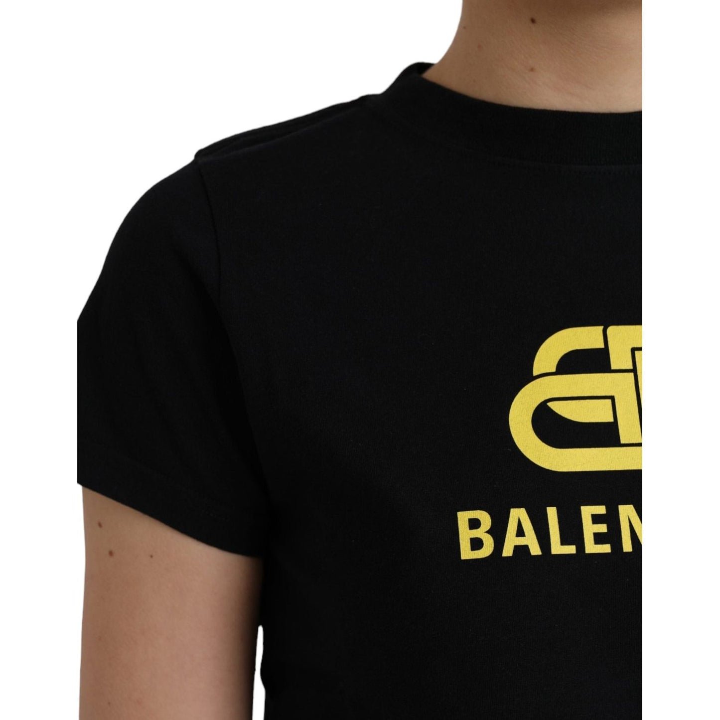 Balenciaga Black Cotton Logo Print Crew Neck Short Sleeves T-shirt TSH84951-M