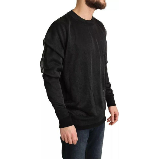 Dolce & Gabbana Black Logo Crewneck Long Sleeve Pullover Sweater TSH6466-M