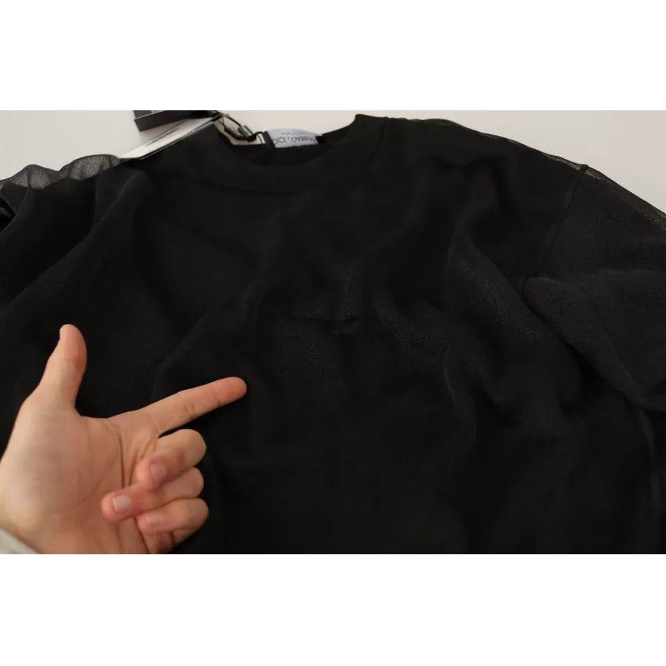 Dolce & Gabbana Black Logo Crewneck Long Sleeve Pullover Sweater TSH6466-M