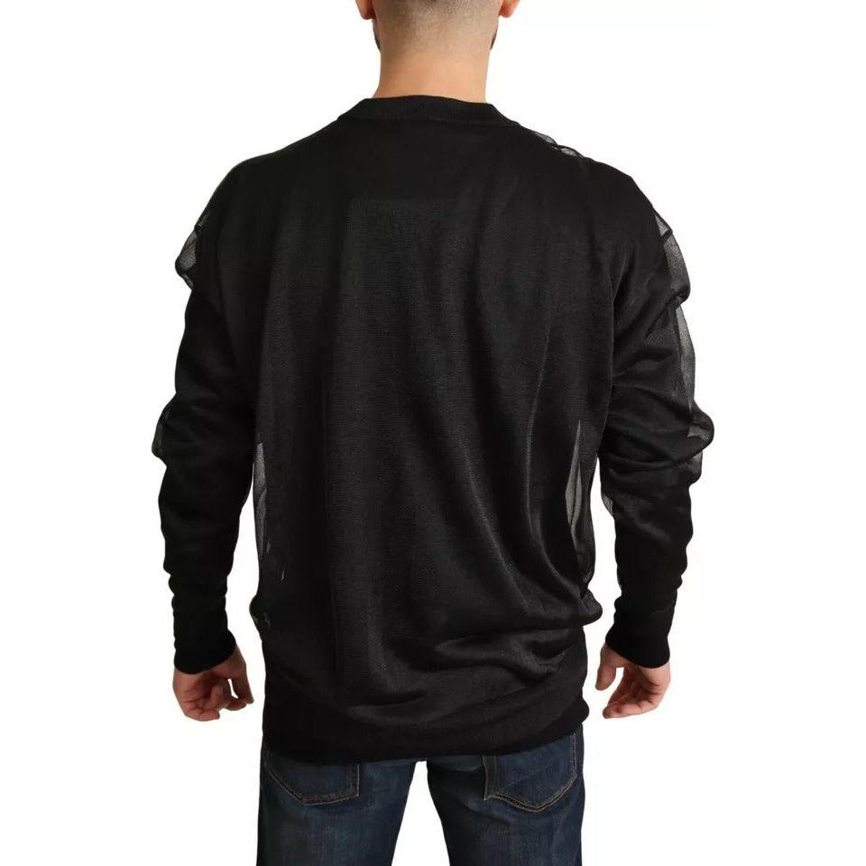 Dolce & Gabbana Black Logo Crewneck Long Sleeve Pullover Sweater TSH6466-M