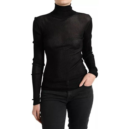 Dolce & Gabbana Black Viscose Turtle Neck Pullover Sweater TSH84244-44