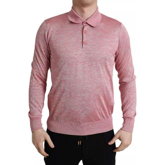 Dolce & Gabbana Pink Polyester Collared Men Pullover Sweater TSH85144-50