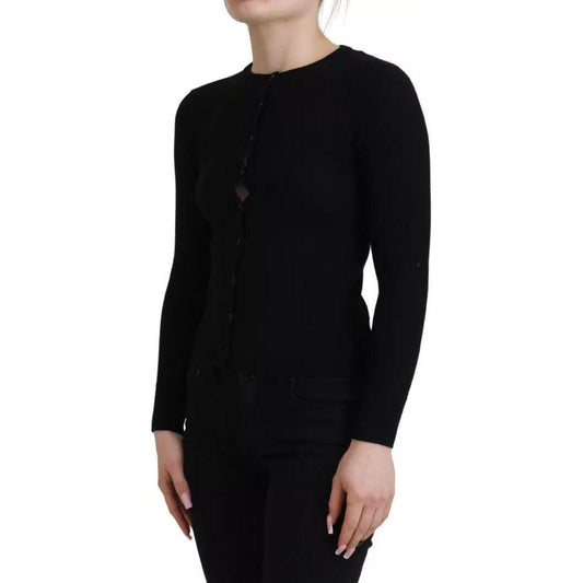Dolce & Gabbana Black Button Down Slim Cardigan Wool Sweater TSH82981-40