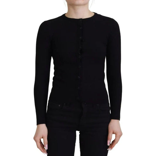 Dolce & Gabbana Black Button Down Slim Cardigan Wool Sweater TSH82981-40