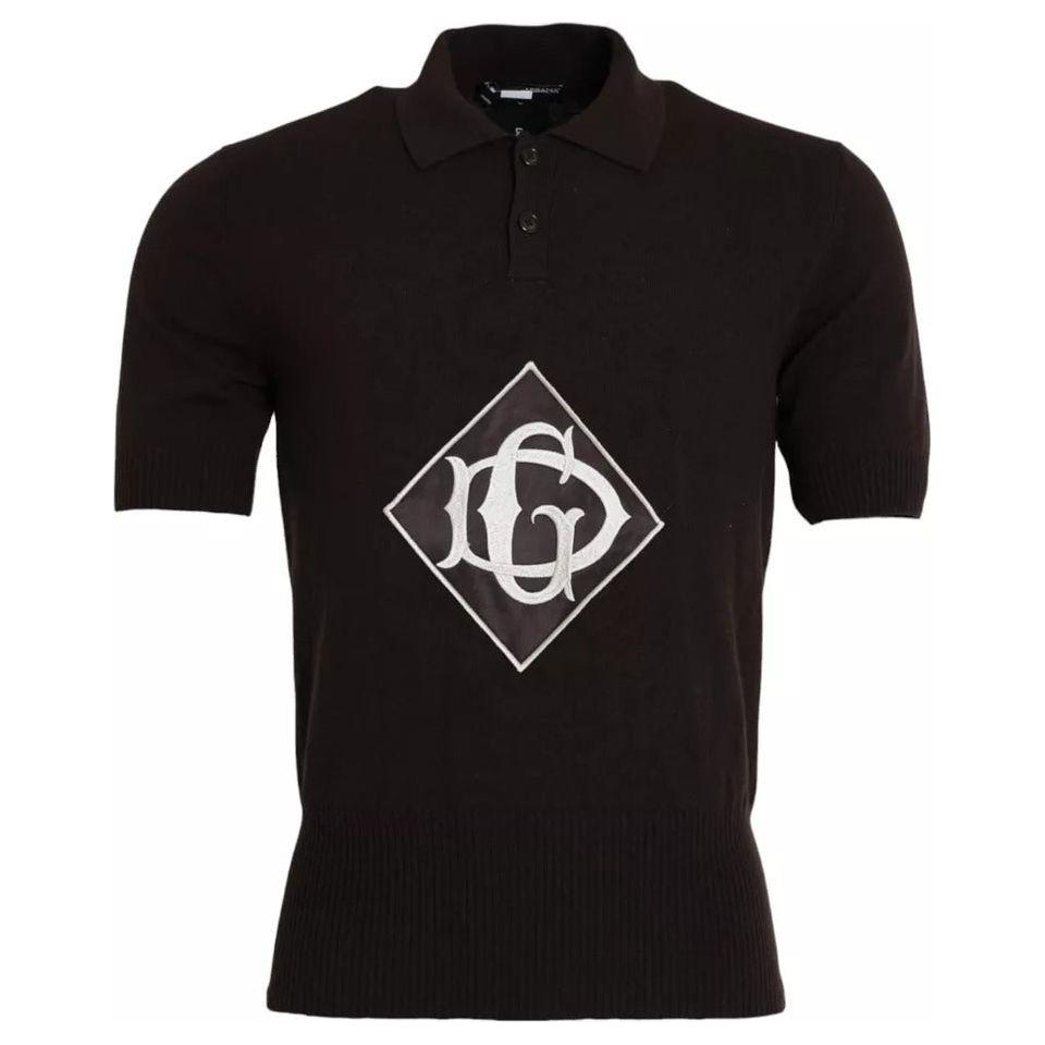 Dolce & Gabbana Brown Logo Collared Short Sleeve Men T-shirt TSH85157-50