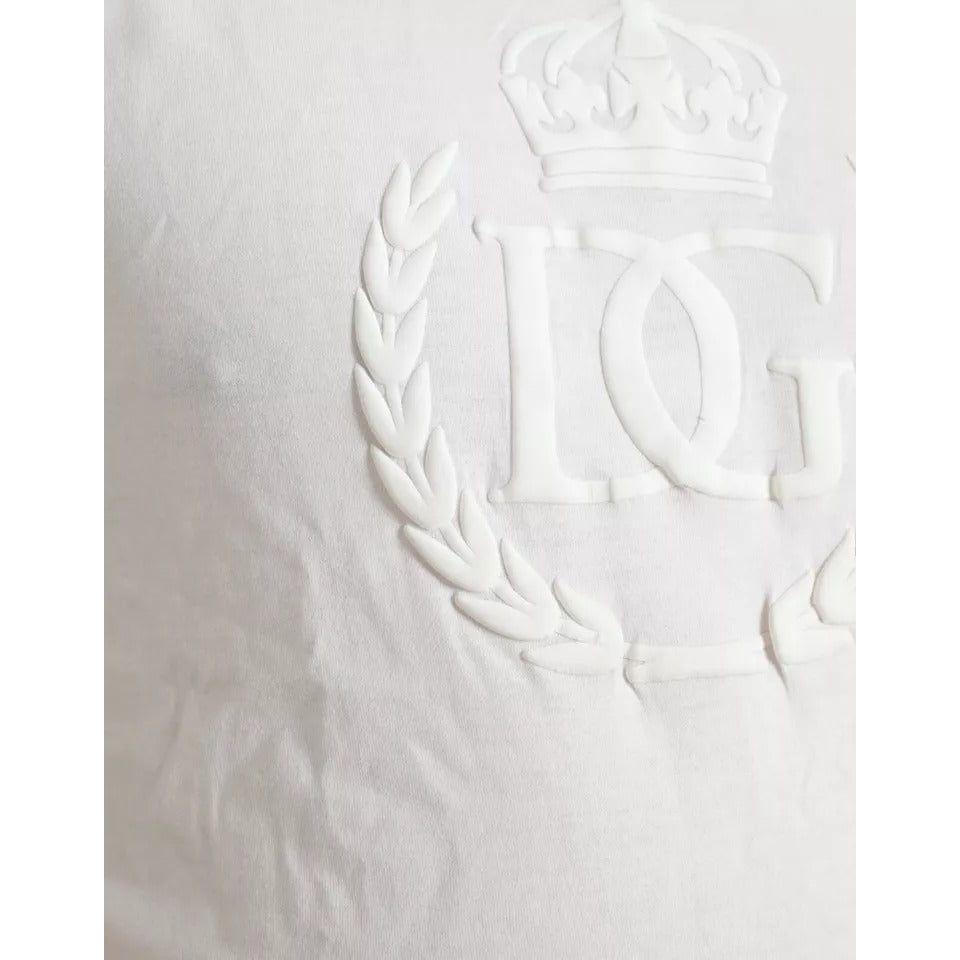Dolce & Gabbana White Logo Embossed Crew Neck Short Sleeves T-shirt