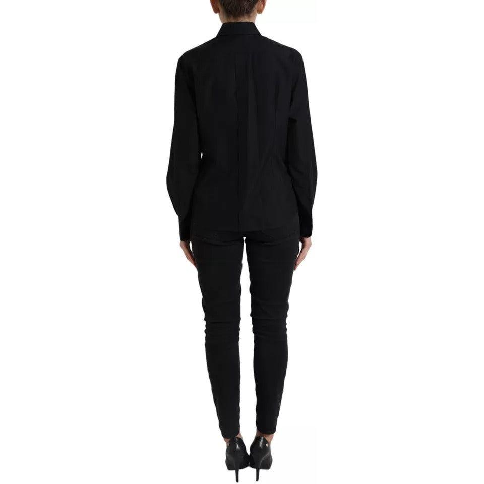 Dolce & Gabbana Black Cotton Collared Formal Dress Shirt Top TSH8057-42