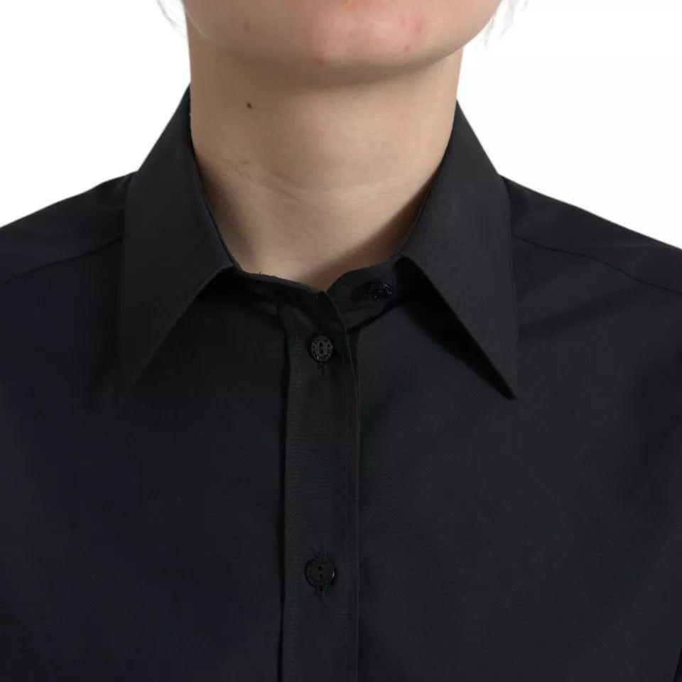 Dolce & Gabbana Black Cotton Collared Formal Dress Shirt Top TSH8057-42