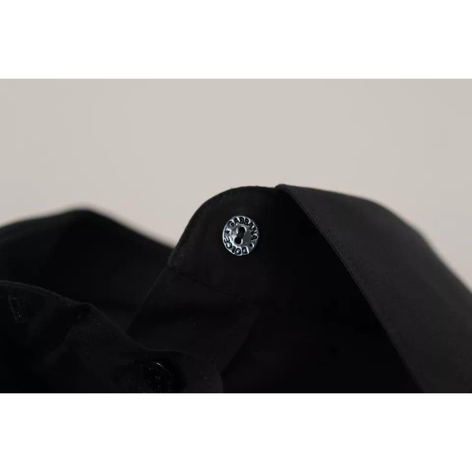 Dolce & Gabbana Black Cotton Collared Formal Dress Shirt Top TSH8057-42