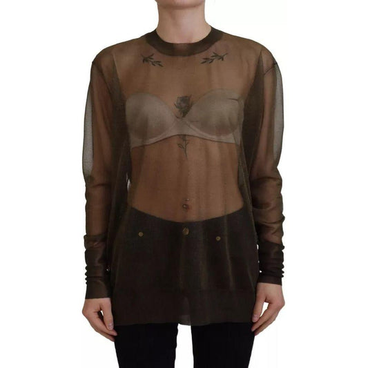 Dolce & Gabbana Black Transparent Crewneck Long Sleeves Top TSH83739-40