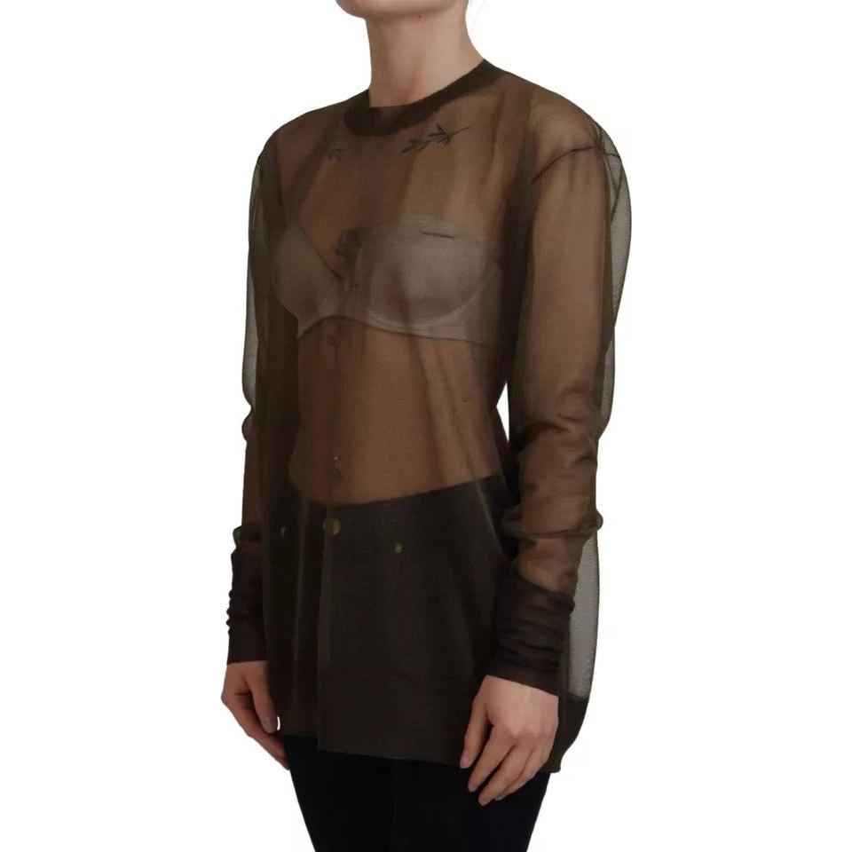 Dolce & Gabbana Black Transparent Crewneck Long Sleeves Top TSH83739-40