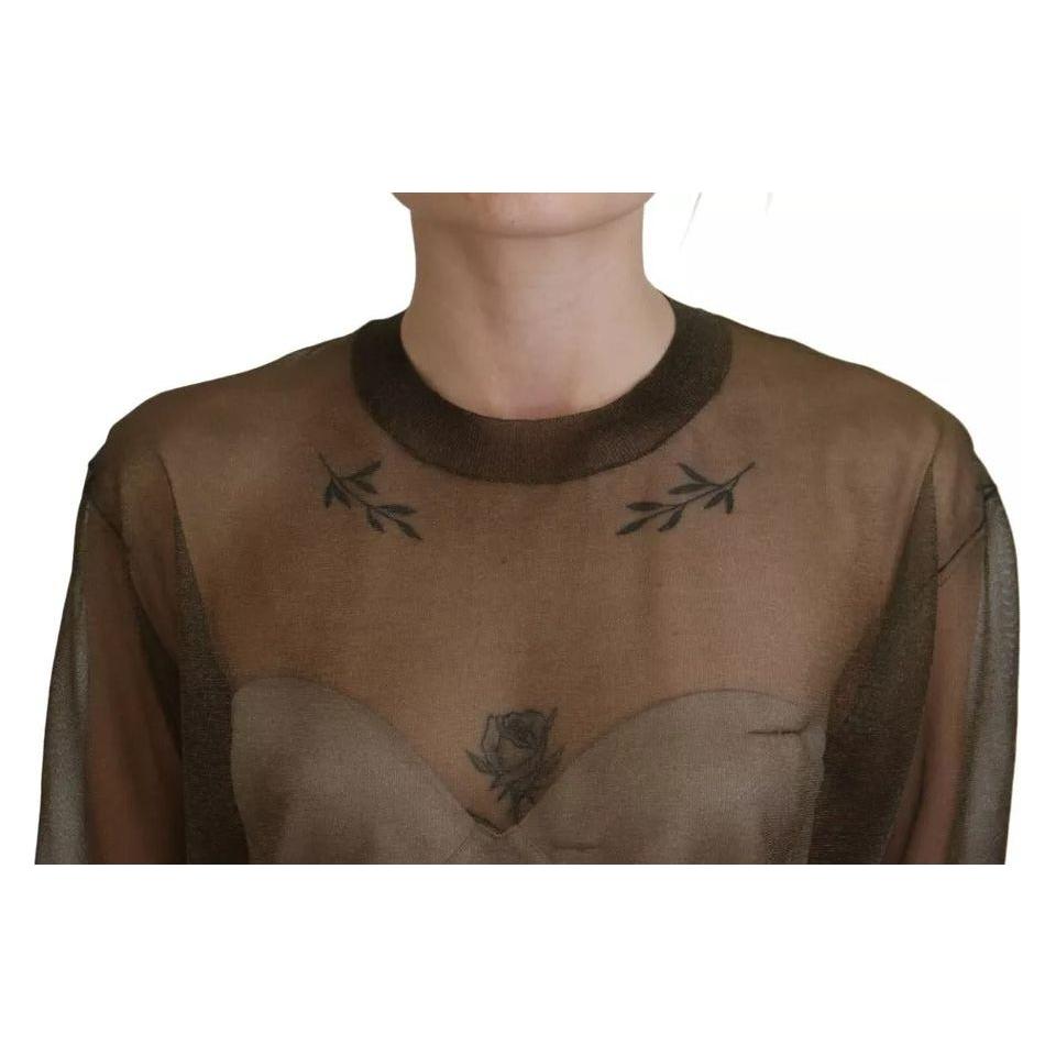 Dolce & Gabbana Black Transparent Crewneck Long Sleeves Top TSH83739-40