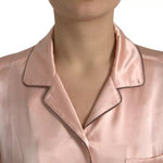 Dolce & Gabbana Pink Silk Long Sleeves Logo Pajama Blouse Top TSH84343-42