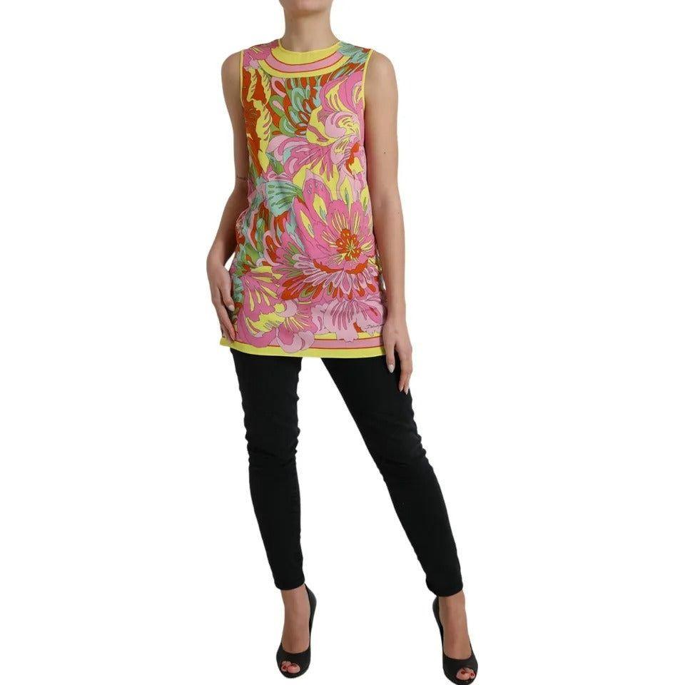 Dolce & Gabbana Multicolor Floral Silk Sleeveless Tank Top TSH84322-42