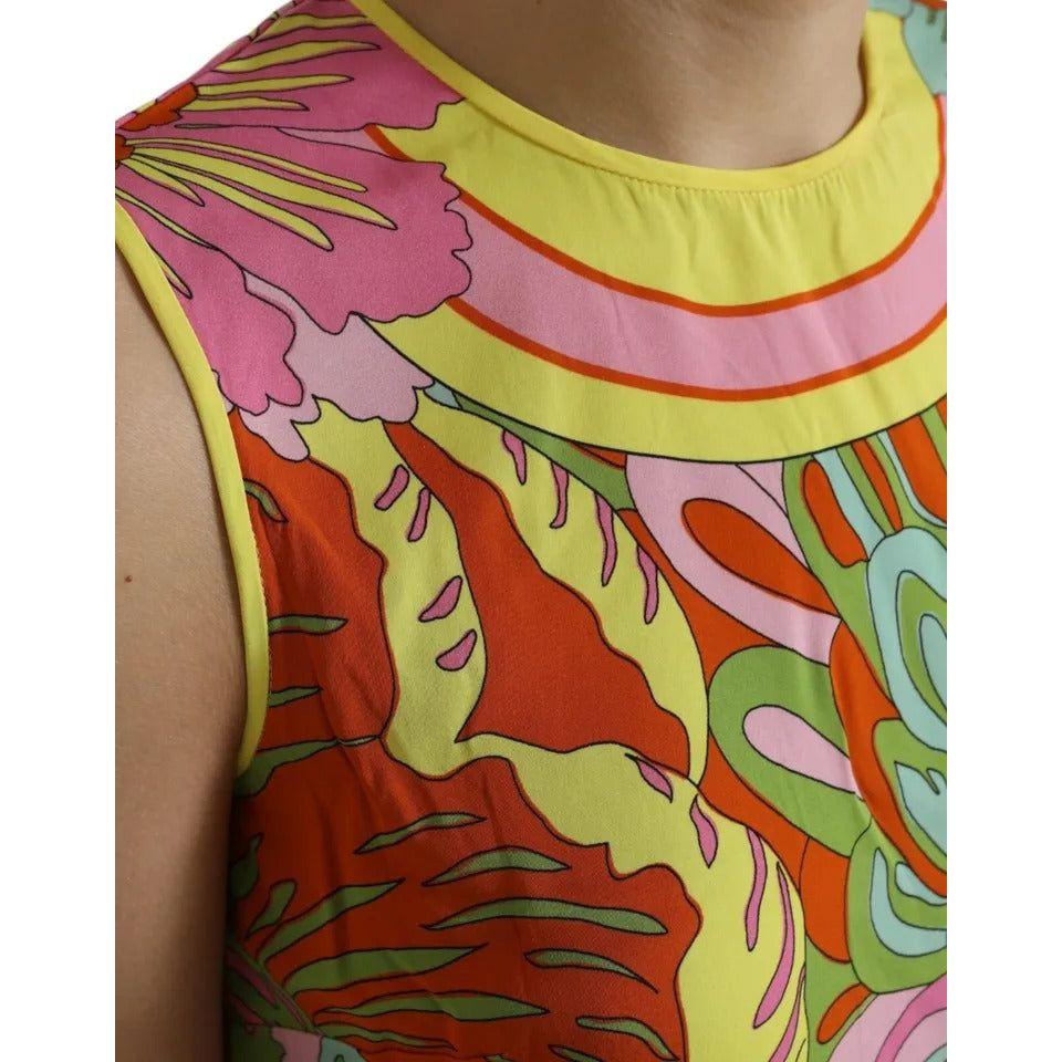 Dolce & Gabbana Multicolor Floral Silk Sleeveless Tank Top TSH84322-42