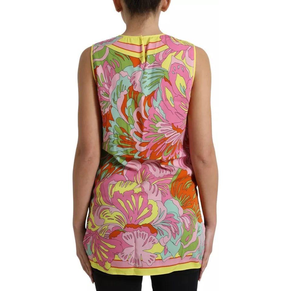 Dolce & Gabbana Multicolor Floral Silk Sleeveless Tank Top TSH84322-42