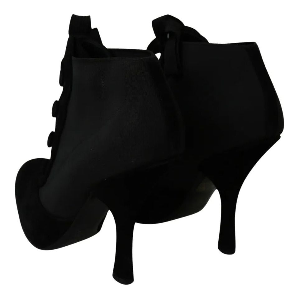 Dolce & Gabbana Black Suede Stretch Ankle Boots Booties Shoes LA7695-35