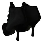Dolce & Gabbana Black Suede Stretch Ankle Boots Booties Shoes LA7695-35