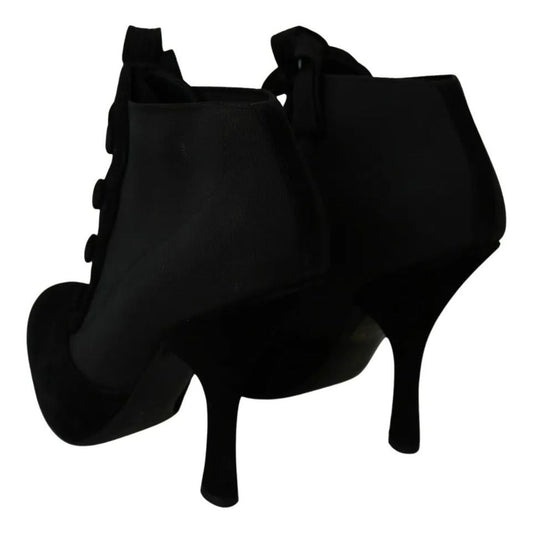 Dolce & Gabbana Black Suede Stretch Ankle Boots Booties Shoes LA7695-35