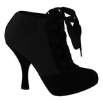Dolce & Gabbana Black Suede Stretch Ankle Boots Booties Shoes LA7695-35
