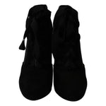 Dolce & Gabbana Black Suede Stretch Ankle Boots Booties Shoes LA7695-35